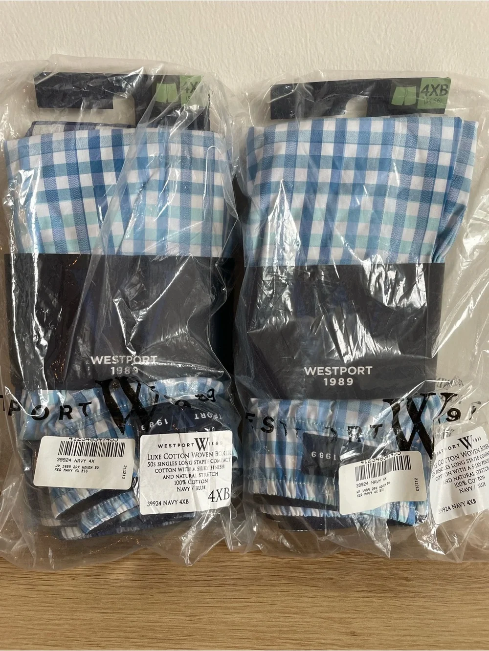 Westport Big & Tall Luxe Cotton Woven Boxer Shorts 100% Cotton 4XB (2 two-packs)